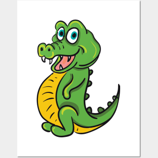 Cute crocodile or alligator cartoon Posters and Art